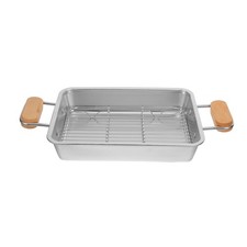 1 Set Roasting Pan With Rack: 27x21x5cm Stainless Steel Large Turkey Roaster