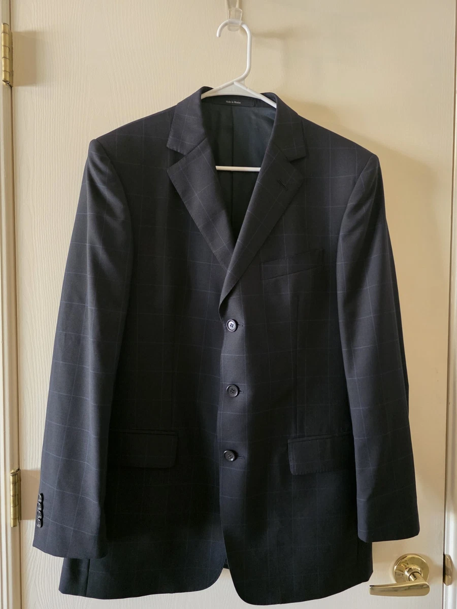 美品　GRITTI Ermenegildo Zegna　カシミヤ100%　50 GRITTI Ermenegildo Zegna Suit Men's US 38R 32x32 Navy Windowpane