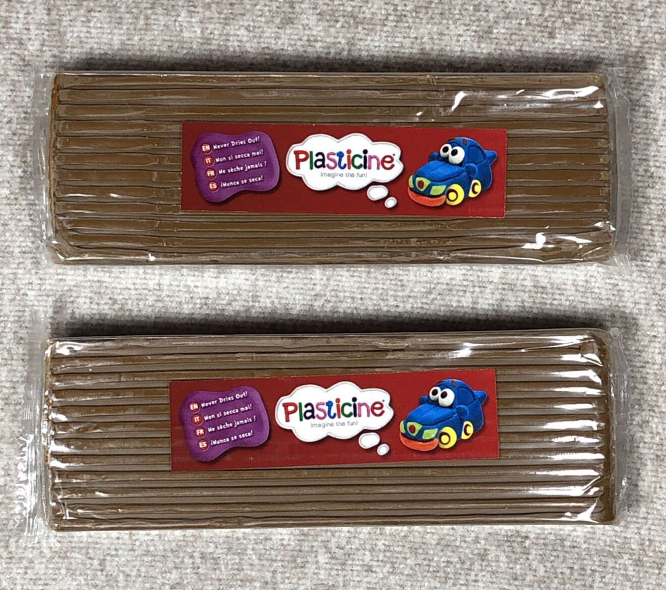 2 x The Original Plasticine One Colour Slab 400g Brown Modelling Clay Non Drying