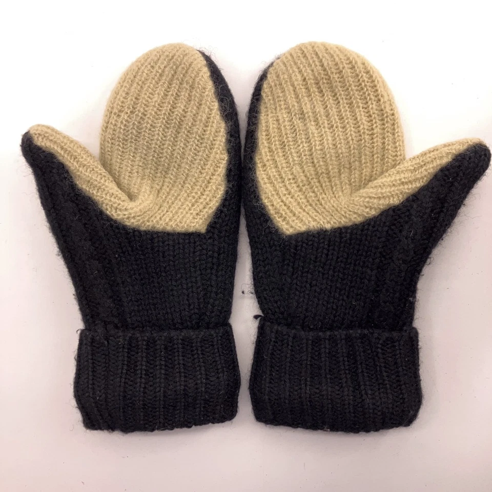 Suéter Reciclado Negro Beige Invierno Mitones Forrados de Vellón Talla L Foto 2 de 4
