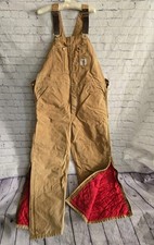 Vintage Carhartt Duck Bib Quilt Lined Overalls 6FBQZ Tan Brown Men  s Size 40x32