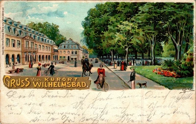 LITHO GRUß AUS HANAU MAIN KINZIG KREIS KURORT WILHELMSBAD COL. 1900 - Bild 1 von 2
