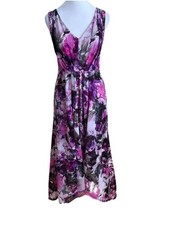 SIMPLY VERA Vera Wang Pretty Pleat Purple Floral Sleeveless Maxi Dress Size  XS
