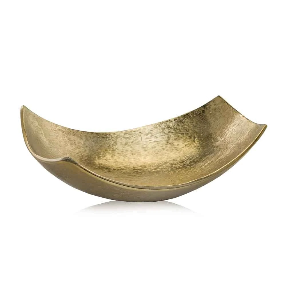 Cucha Small Scoop Bowl, Shiny Bowl, Aluminum, Gold, Modern, Tabletop, Kitchen