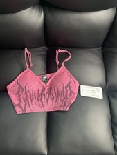 RARE Civil Regime Morse Sample Sports Bra Crop Top Pink Metal Font - Small NWT