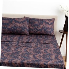 Sheets Size Bed Set, 4 Pieces Microfiber Sheet,Printed Sheet Set Queen Paisley