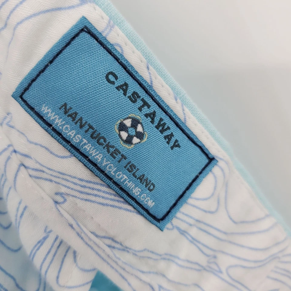 Castaway Nantucket Island 100% Linen Coastal Flat Front Men's Shorts Size 35 - Image 3 of 4