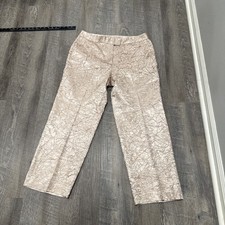 Zara Womens XL Champagne Gold Metallic Crinkle Straight Leg Cropped Pants