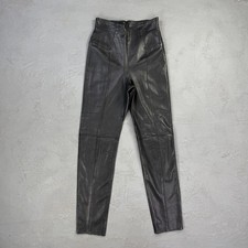 Vintage 1980s Michael Hoban North Beach Black Leather High Waisted Pants 28 x 32