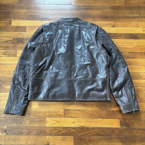 Vintage 90's Aeropostale Leather Distressed Bomber Jacket Mens Size XL Brown - Picture 7 of 9