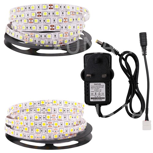 12V 5050 LED Strip Light Flexible Tape Rope Under Cabinet Lighting Mains Plug In - Picture 2 of 18