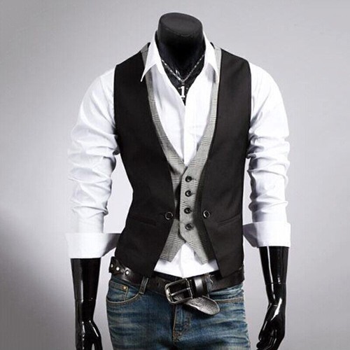 ⭐Men's Anzugweste Retro Slim Fit Hochzeit Business Formal Weste Anzug Jacke Neu, - Bild 12 von 13