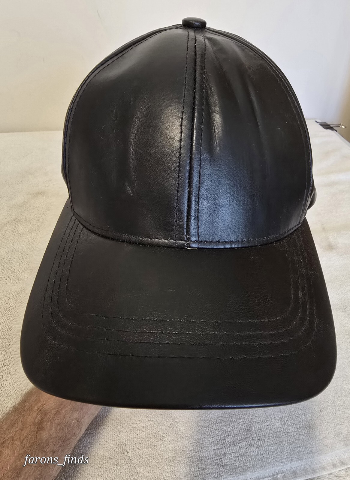 Genuine Solid  Black Leather Adjustable Baseball … - image 3