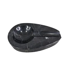 Mid Century Italian Marble Carved Cigar Ashtray Luxury Black