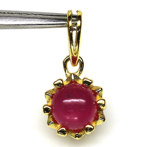 Pendentif Vintage Plaqué Or – Pierre Rouge, Fabrication Allemande