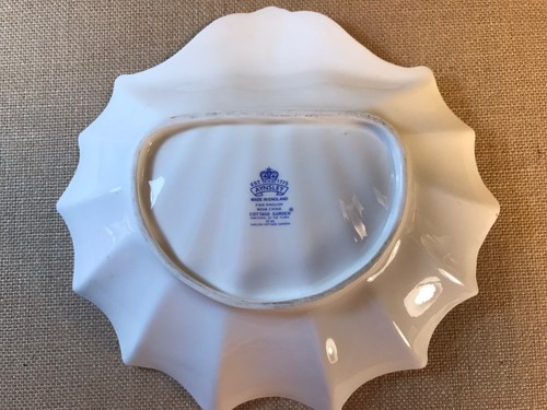 Aynsley Cottage Garden Dish White Floral Fine English Bone China Shell Shaped - Picture 4 of 7
