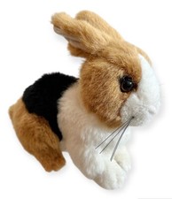 Dwarf Rabbit Soft Plush Toy Tricolour Bunny Brown Black White Realistic 6.5"