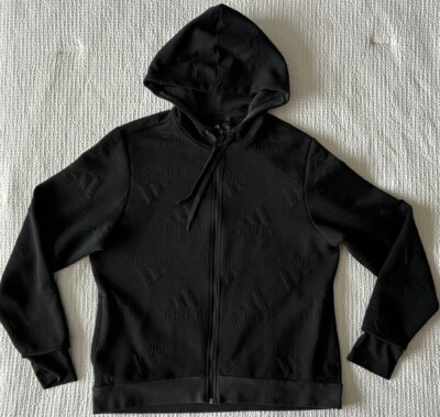 Adidas Girls XL Juniors Full Zip Hoodie Sweatshirt Hooded Black