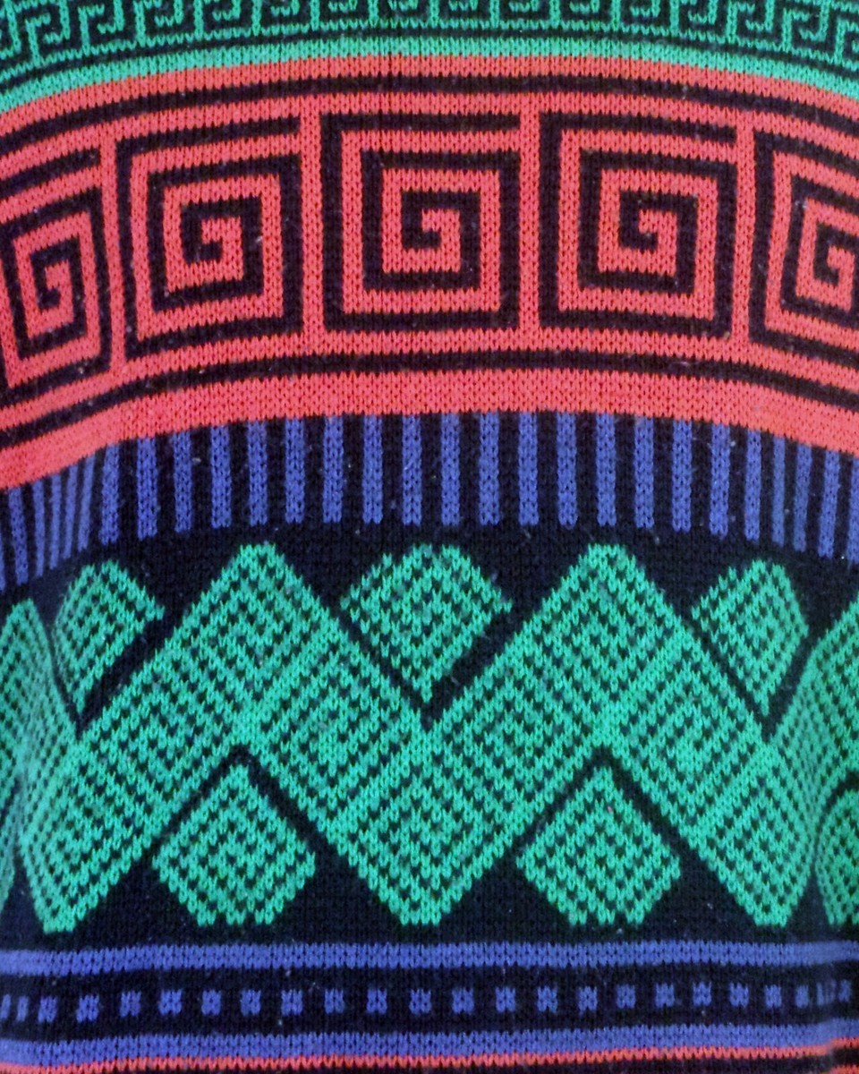 vintage 80s Michael Carrie Geometric Knit Crew Sweater Indie Punk