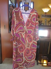 NWT TALBOTS 3X Multicolor Fall Colors Jersey Knit Stretch V-neck Midi Dress