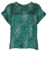 Lollys Laundry Deva Top Animal Print Green Round Neck Kimono Pullover M NEW