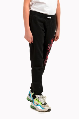Emporio Armani EA7 Girls Black Logo Print Track Sweat Pants - Picture 2 of 6
