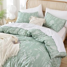Sage Green Comforter Set Queen- Duvet cover Comforter Set, 3 Pieces Cute Floral