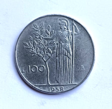 REPUBBLICA  ITALIANA  100 LIRE  MINERVA  1° TIPO   ANNO 1958