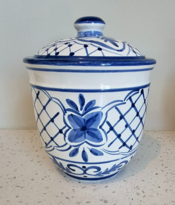Chinese Blue and White Ceramic Ginger Jar and or Cookie Jar
