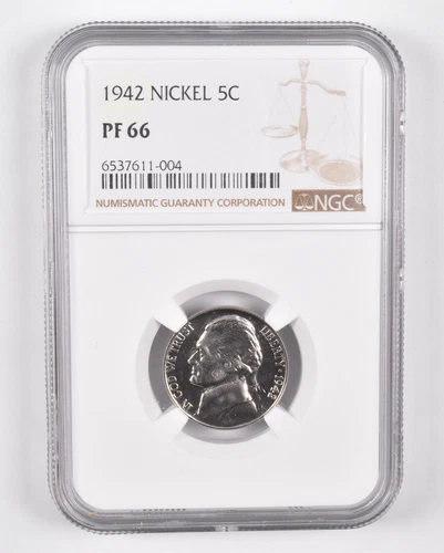 1942 PF66 Jefferson Nickel Graded NGC Brown Lbl