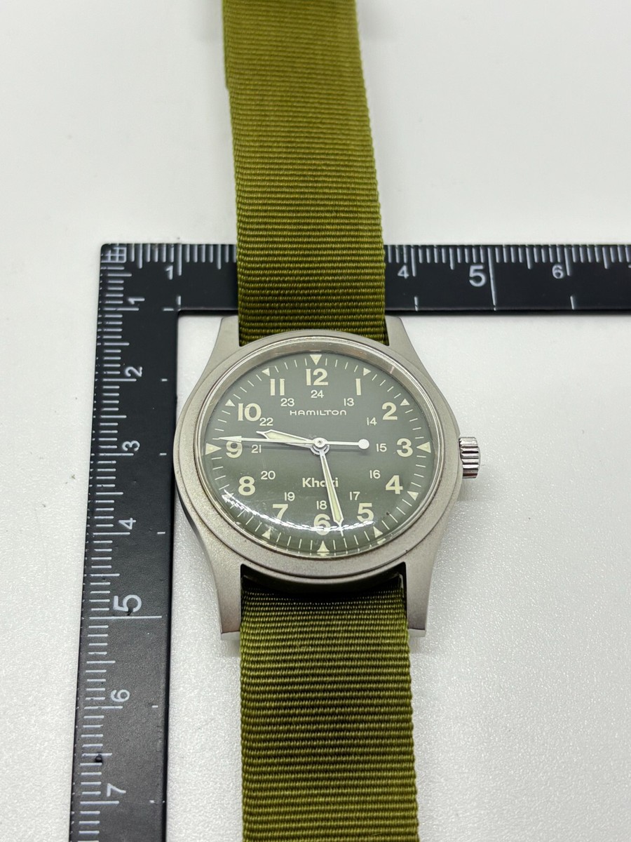 Near Mint] Hamilton Khaki 9415A 33mm Green Dial Hand-winding Men's