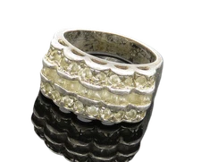 925 Sterling Silver  Vintage White Topaz 3 Row Band Ring Sz 6  RG20423