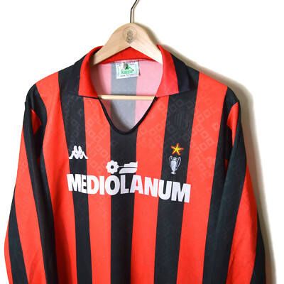 AC Milan Player Spec Home Football Shirt Jersey 1989/1990 L/S Long