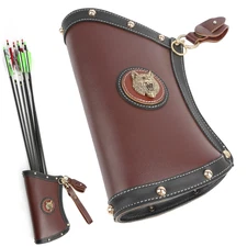 Archery Leather Arrow Quiver Belt Bag Holder Hip Waist Traditional Bow Hunting
