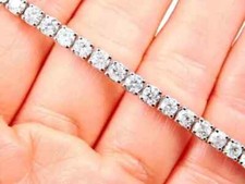 9Ct Lab Created Round 4 mm Diamond Tennis 7 inch Bracelet 14K White Gold Plated