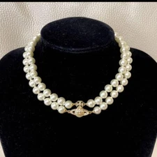 Vivienne Westwood Necklace GRAZIELLA pearl choker gold IN BOX w/drawstring [E02
