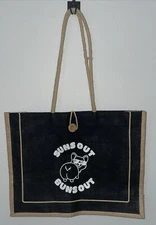 Beach Tote-Dog Theme “Sun’s Out Buns Out” Medium To Large Size For Women (Black)