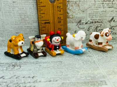 Dollhouse Miniature Baby ROCKERS Nursery Toys French Feves Tiny Carousel Animals