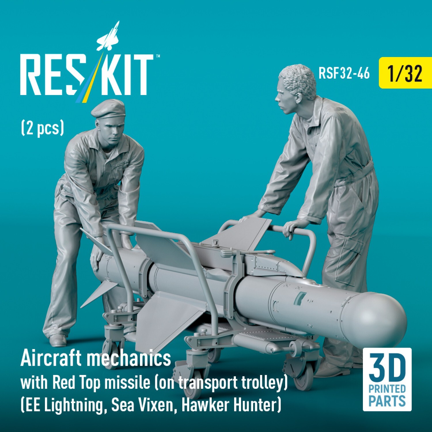 Aircraft mechanics with Red Top missile 2pcs Scale Figurines kit 1:32 RSF32-0046