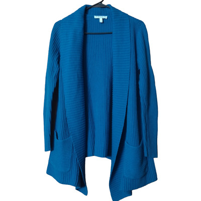Chaus New York Women's Small Blue Knit Open Front Cardigan Sweater