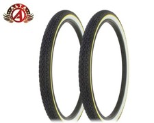 2 ALTA BICYCLE WIRE BEAD CRUISER TIRES 26 x 2.125 YELLOW LINE HEAVY DUTY DIAMOND