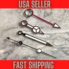 Silver "SKINNY" GMT Hands Fits Seiko NH34,4R34,SSK, Green Lume, US Ship
