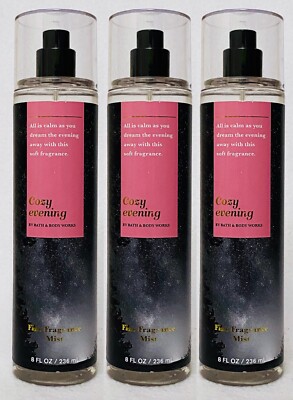 3 Bath & Body Works COZY EVENING Fine Fragrance Mist Body Spray 8 oz
