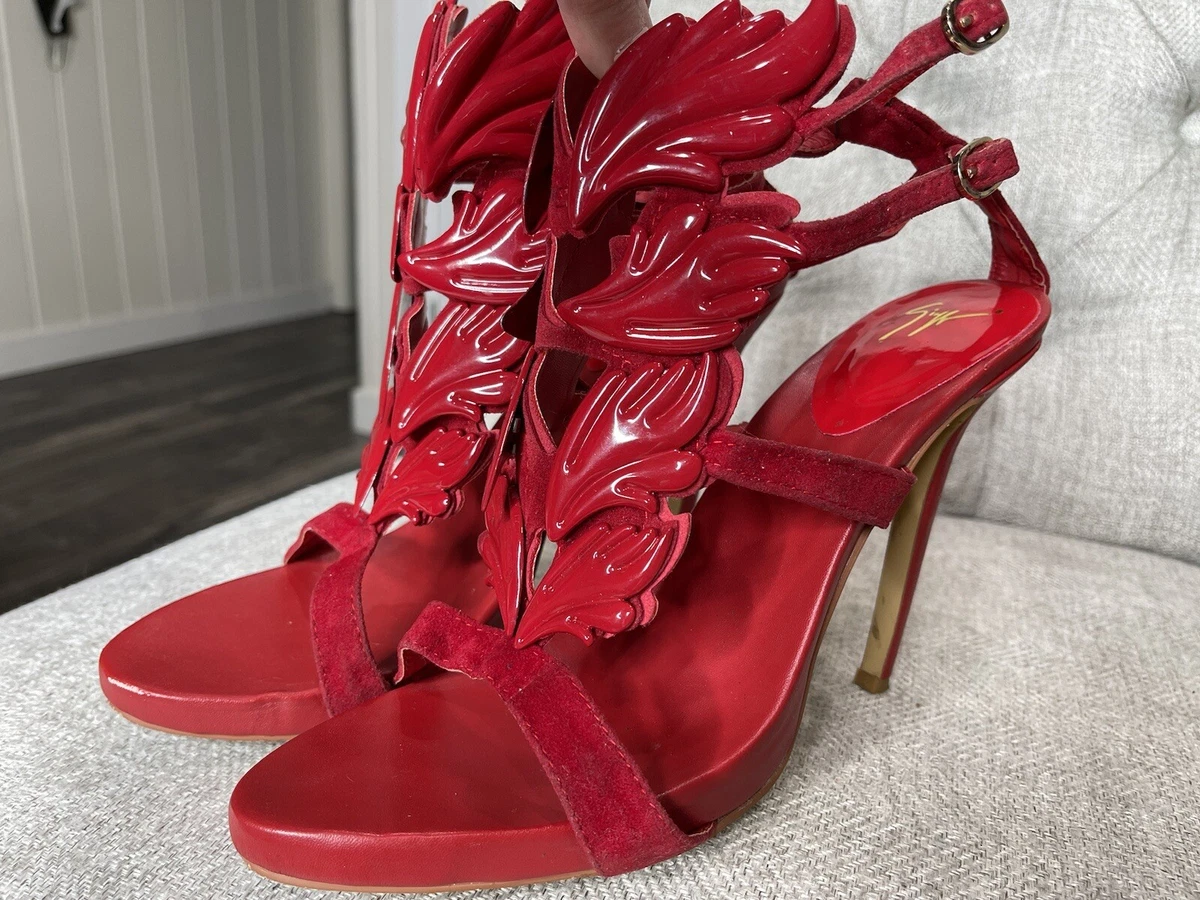 Mappe Indigenous Footpad Giuseppe Zanotti Cruel Summer Red Wing Strap Sandal Heel Pump Size 41 | eBay