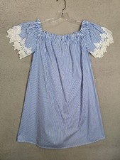 Striped Shift Dress Medium With Crochet Sleeves