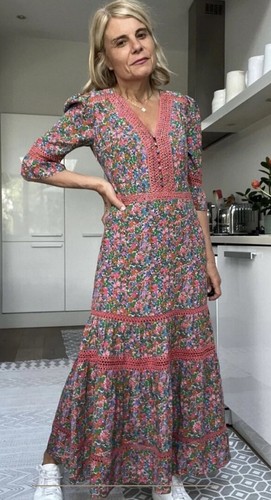 Wyse Coralie 70s Ditsy Dress Multi Pink Floral Size 2 UK 10