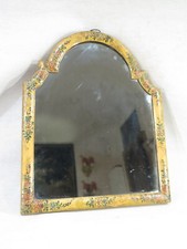 ANCIEN MIROIR EN BOIS LAQUE FLEURS SUR FOND JAUNE EPOQUE XVIII ème SIECLE