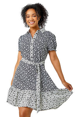 Petite Ditsy Floral Shirt Dress For Women UK Ladies Roman