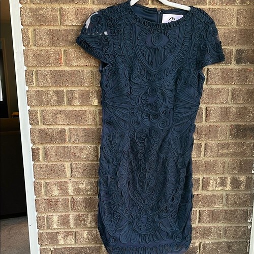 JS COLLECTIONS Elegant Navy Blue Textured nylon Dress SIze 4