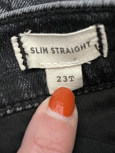 Madewell Cotton Mid Rise Stretch Black Fade Wash Slim Jeans Size 23T - Picture 12 of 13
